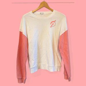 Women’s Peleton Crew Neck Colorblock Pink & WhitePullover Sweatshirt-Size Medium